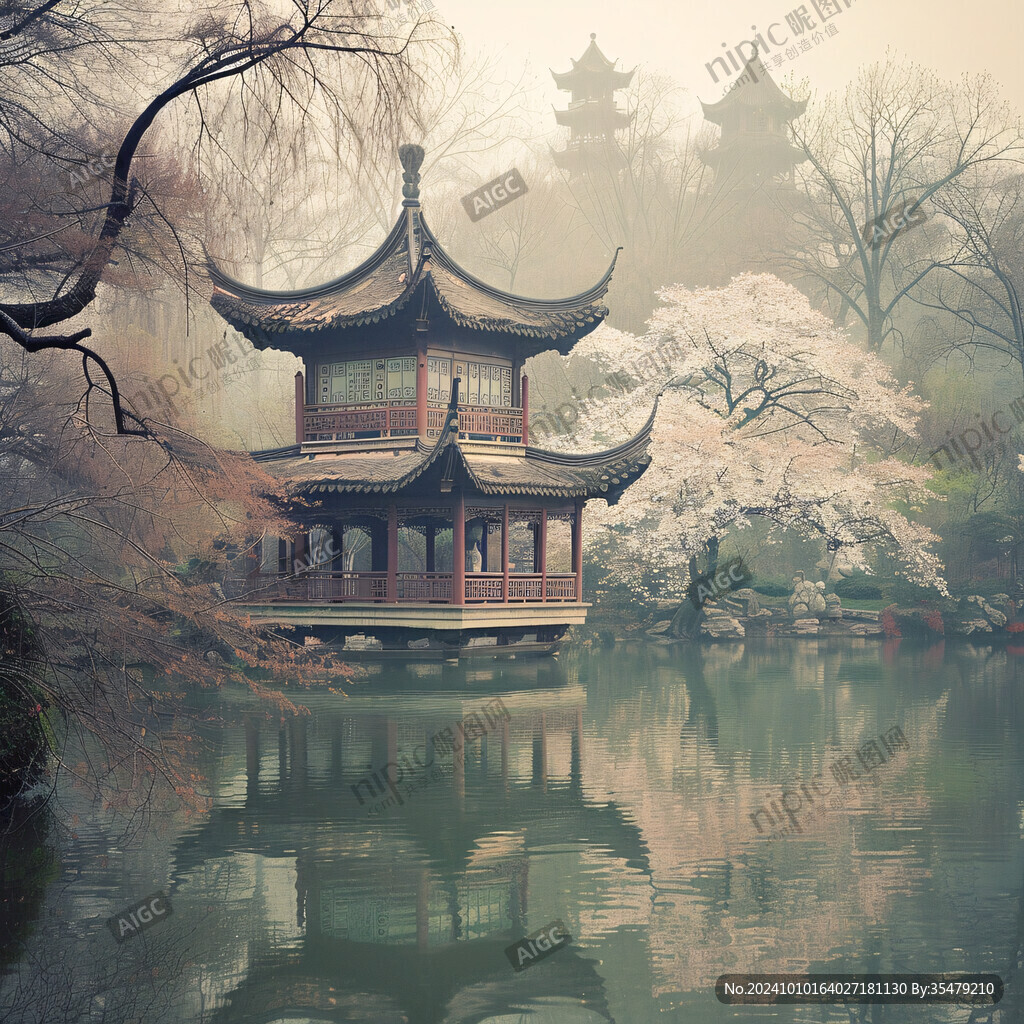 江南梅花古亭
