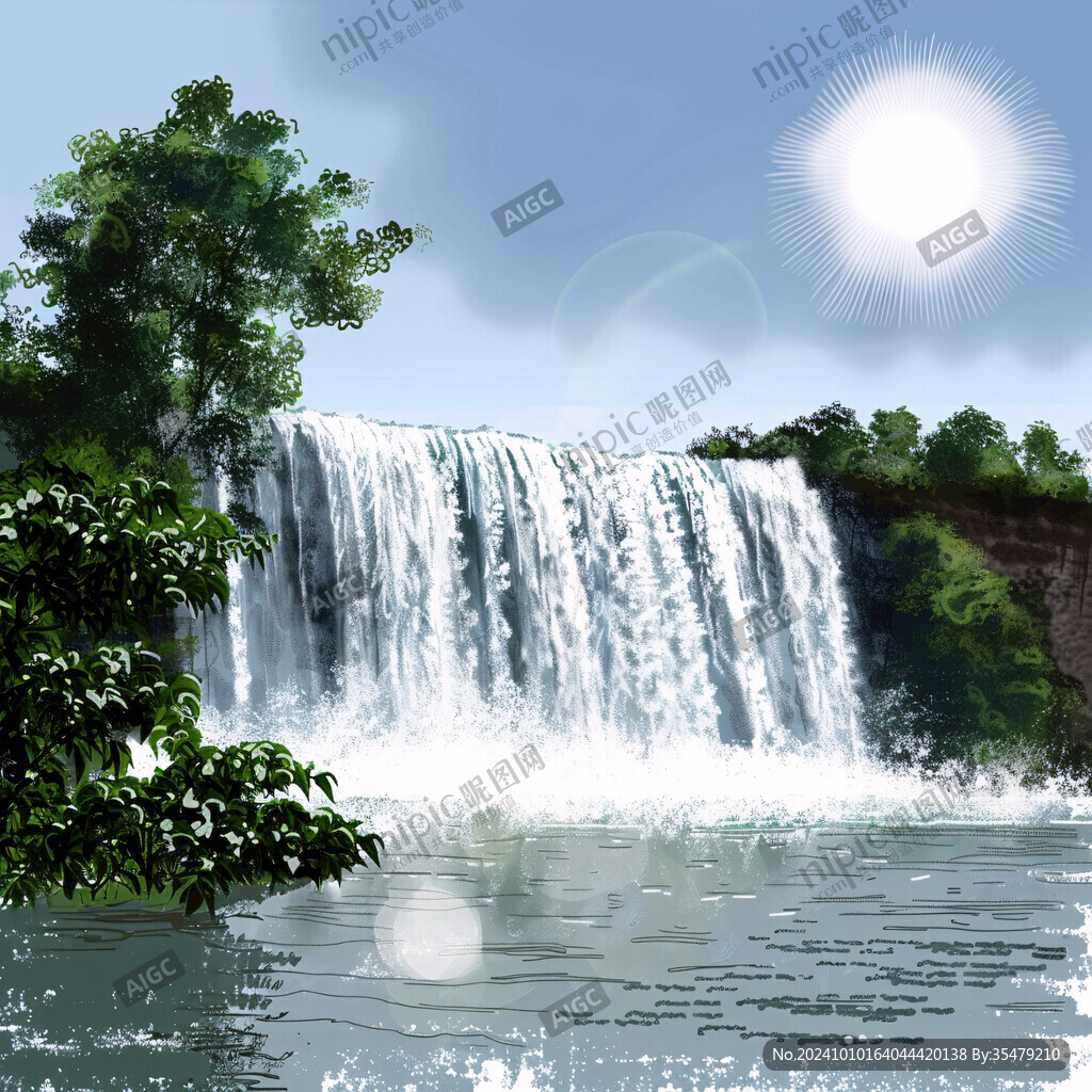 大瀑布风景画