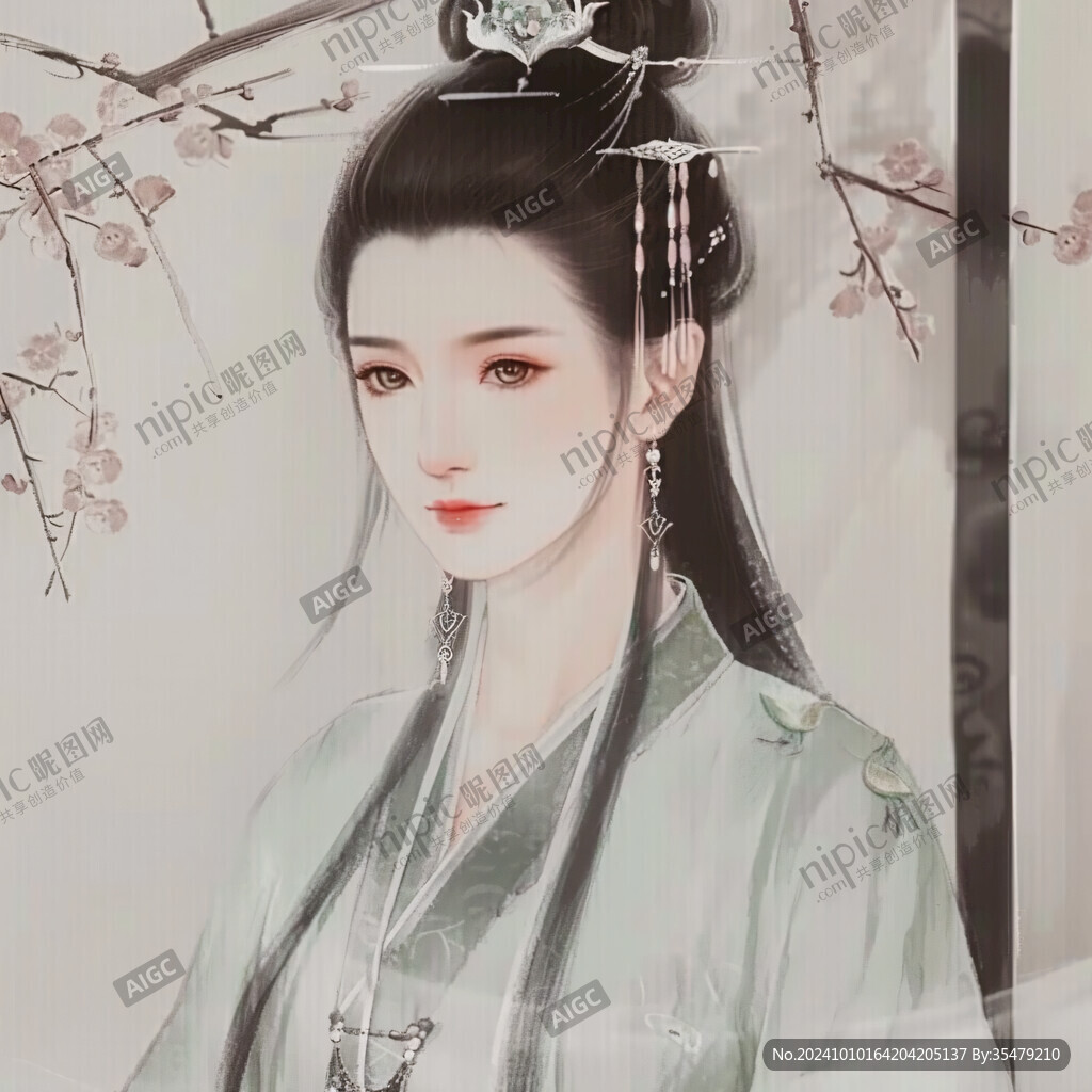 古风美女头像插画封面