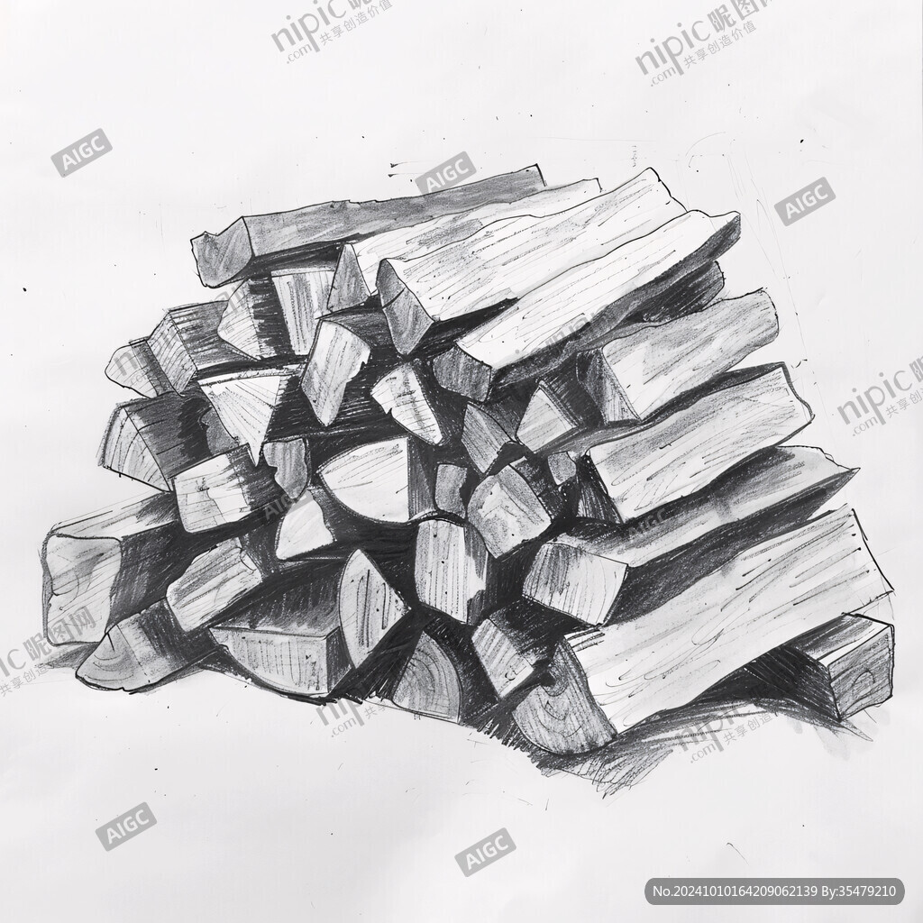 手绘木桩素材