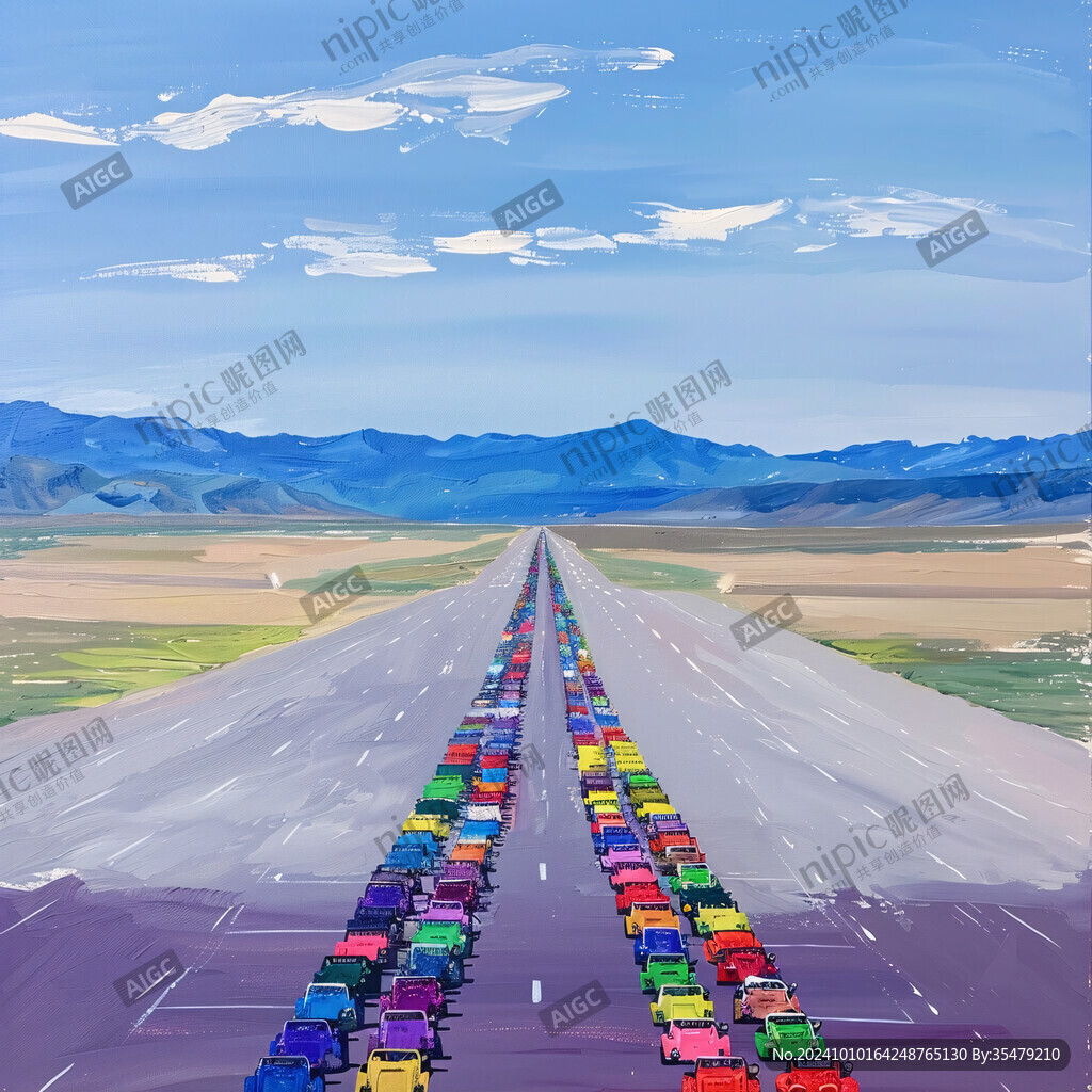 公路现代油画