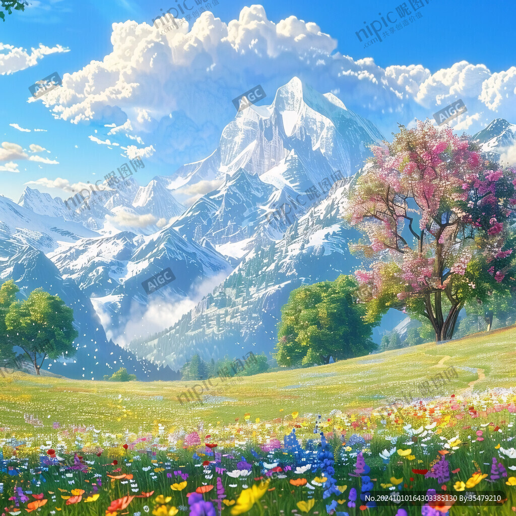 唯美梦幻花田场景
