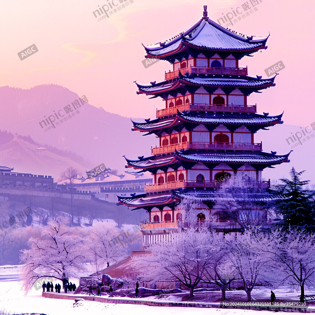 滕王阁雪景图片