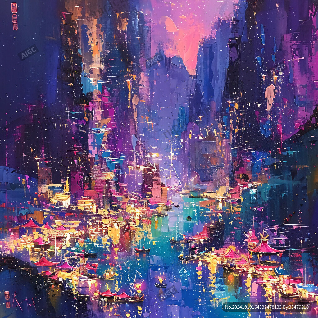 抽象城市艺术画