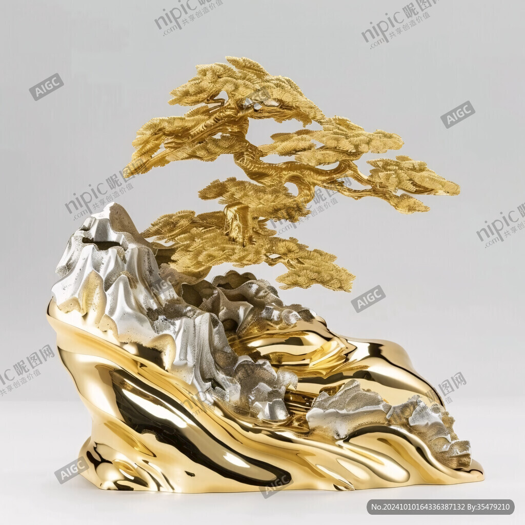 金色浮雕山水