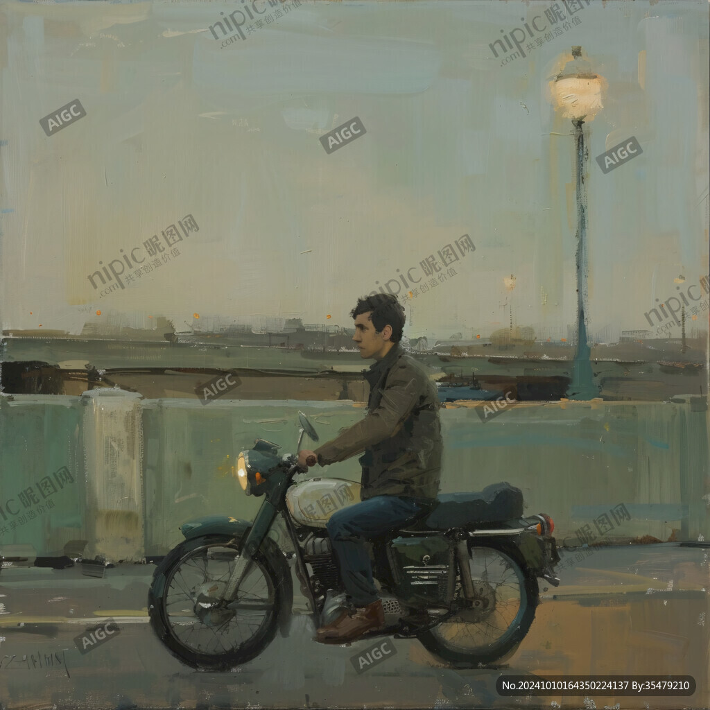 摩托车油画