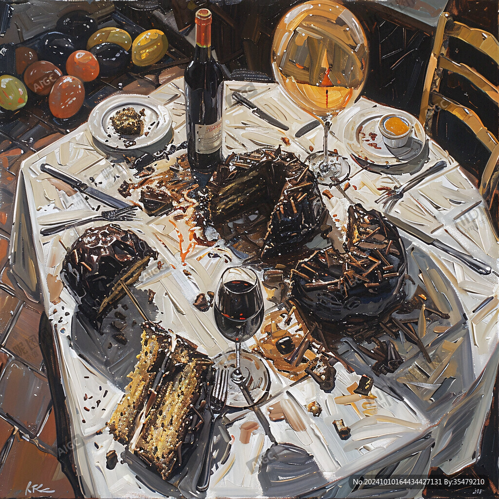 轻奢美食插画