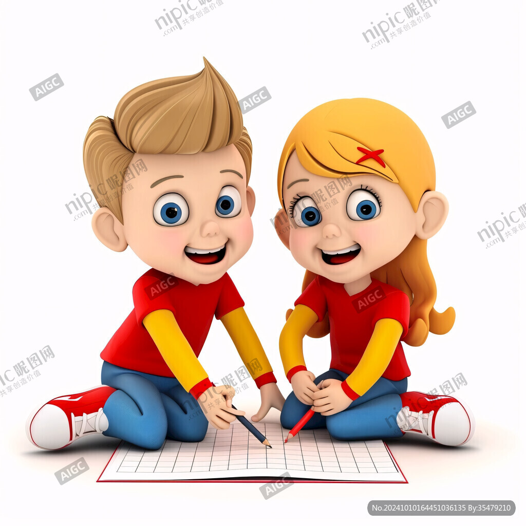 认真写字的小孩