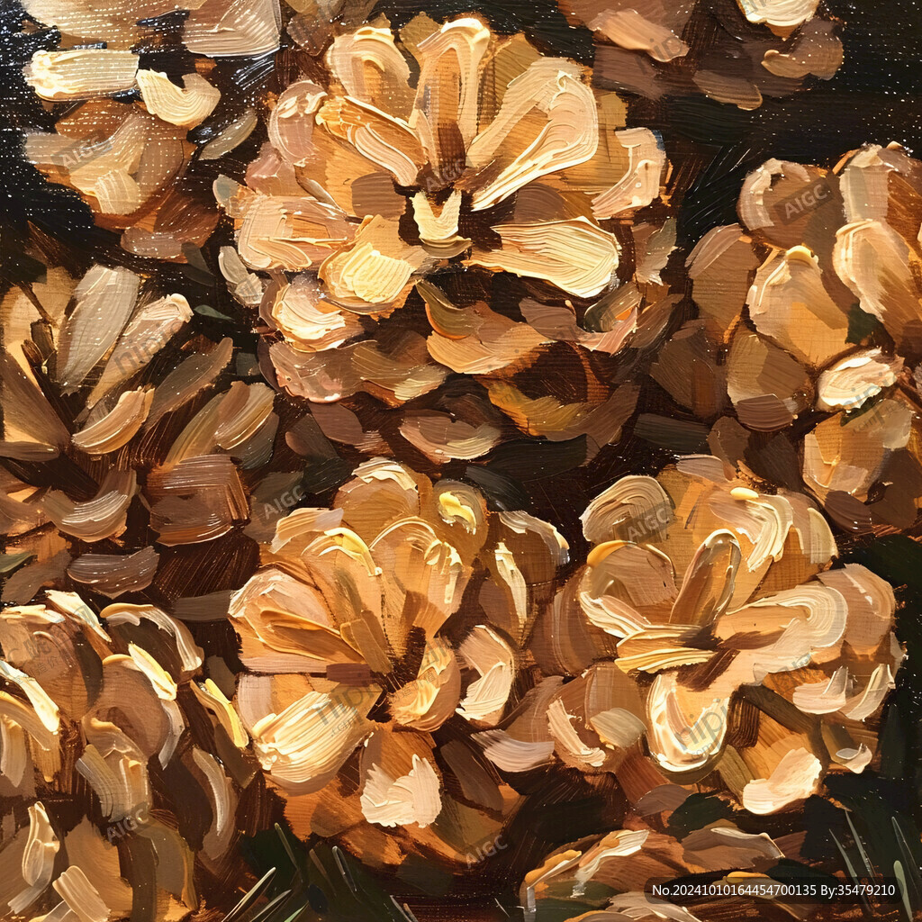 高精手绘黄金拉丝花卉