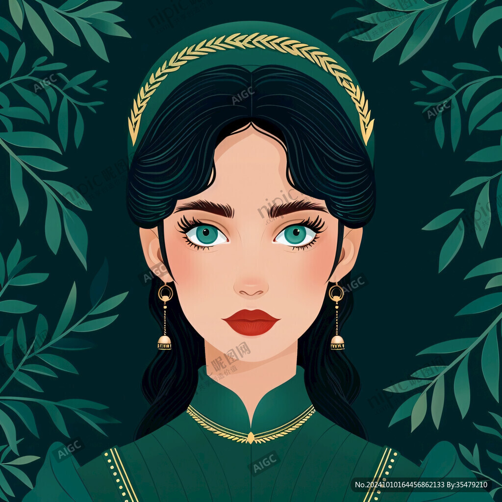 回族美女插画