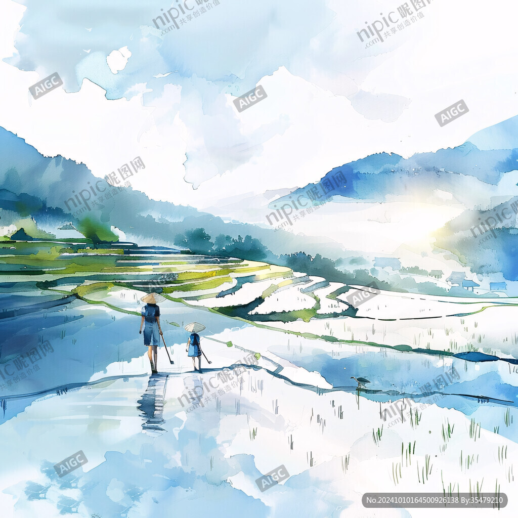 水田大米插画
