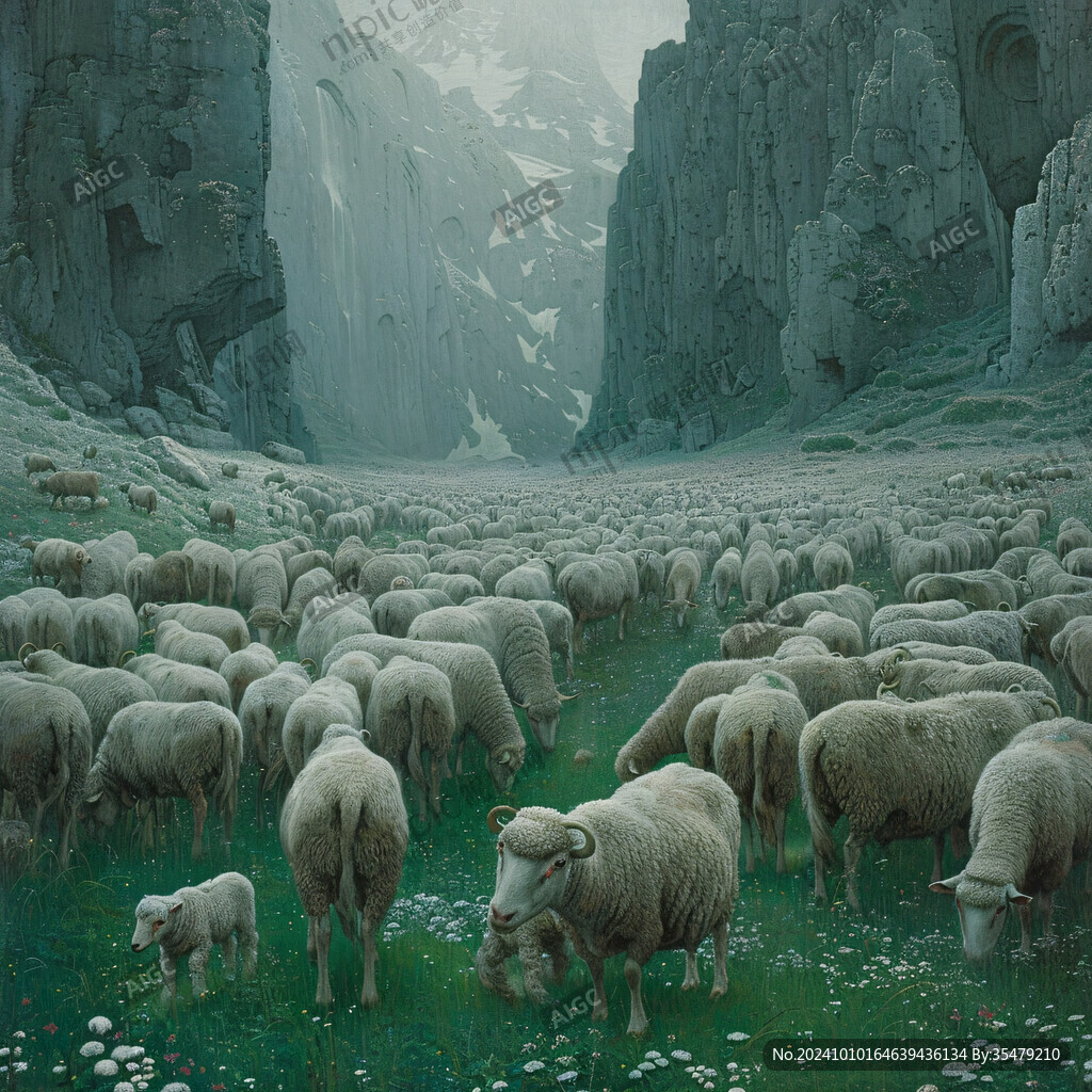 羊群高山丘壑