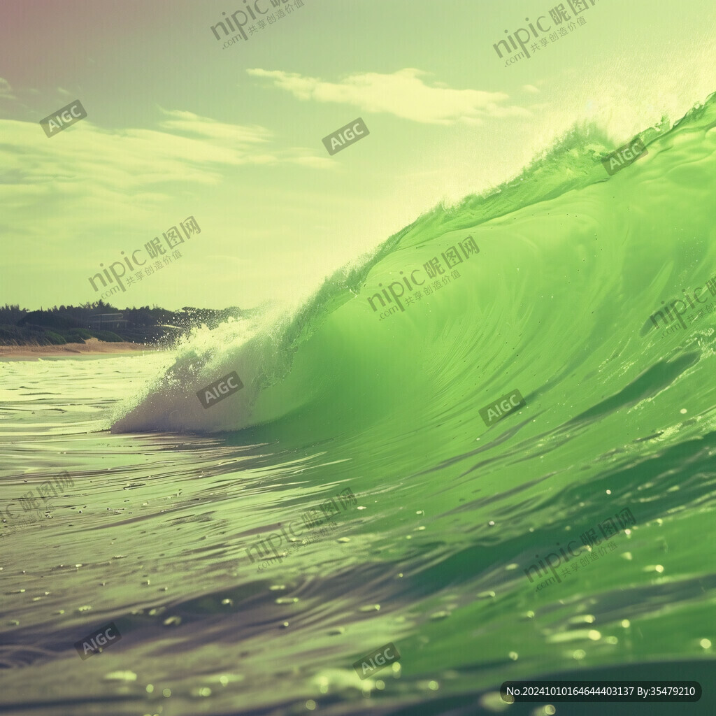 绿水蓝天波浪