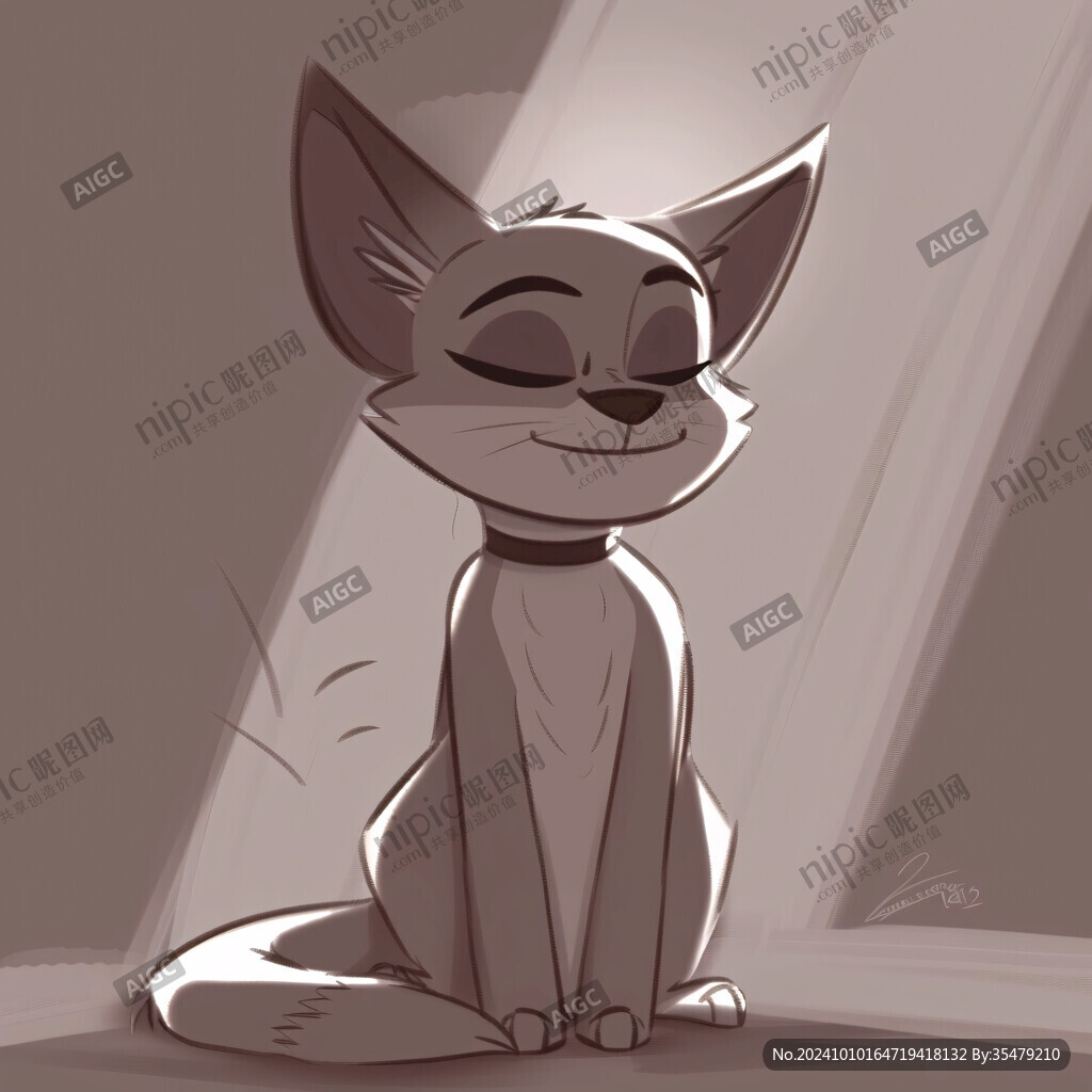 晒太阳的猫插画