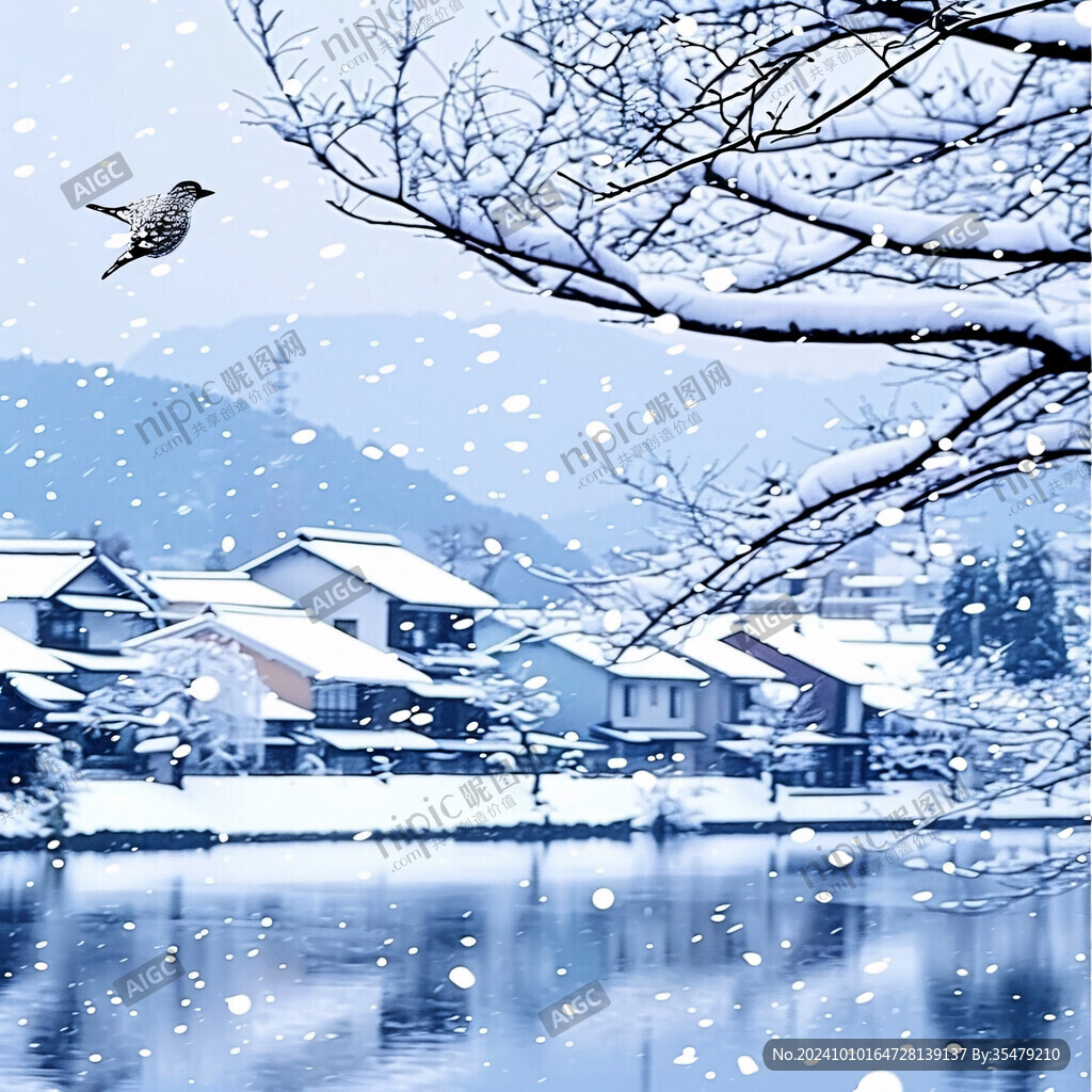 江南雪景水乡雪景