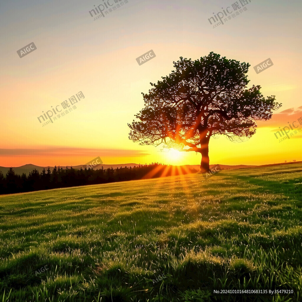 阳光草地阳光下的大树