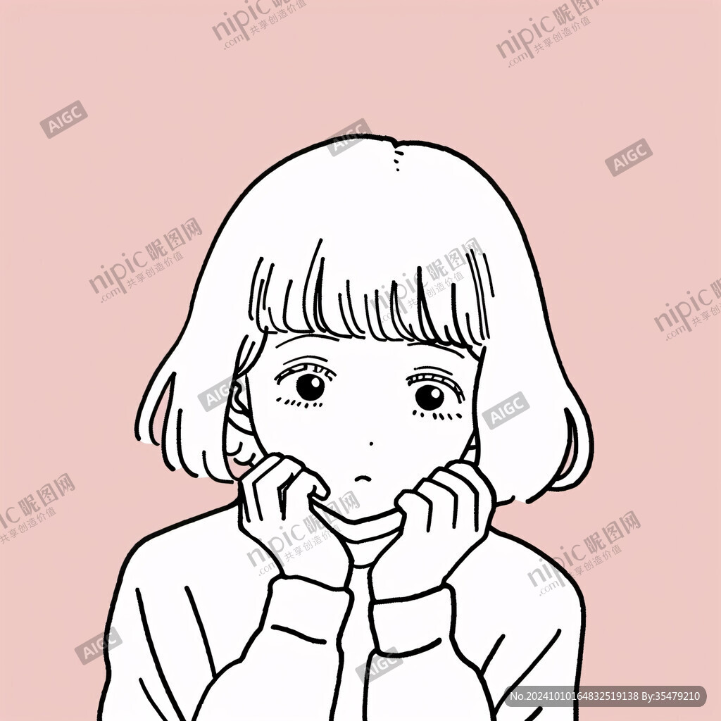 手绘俏皮女孩头像插画