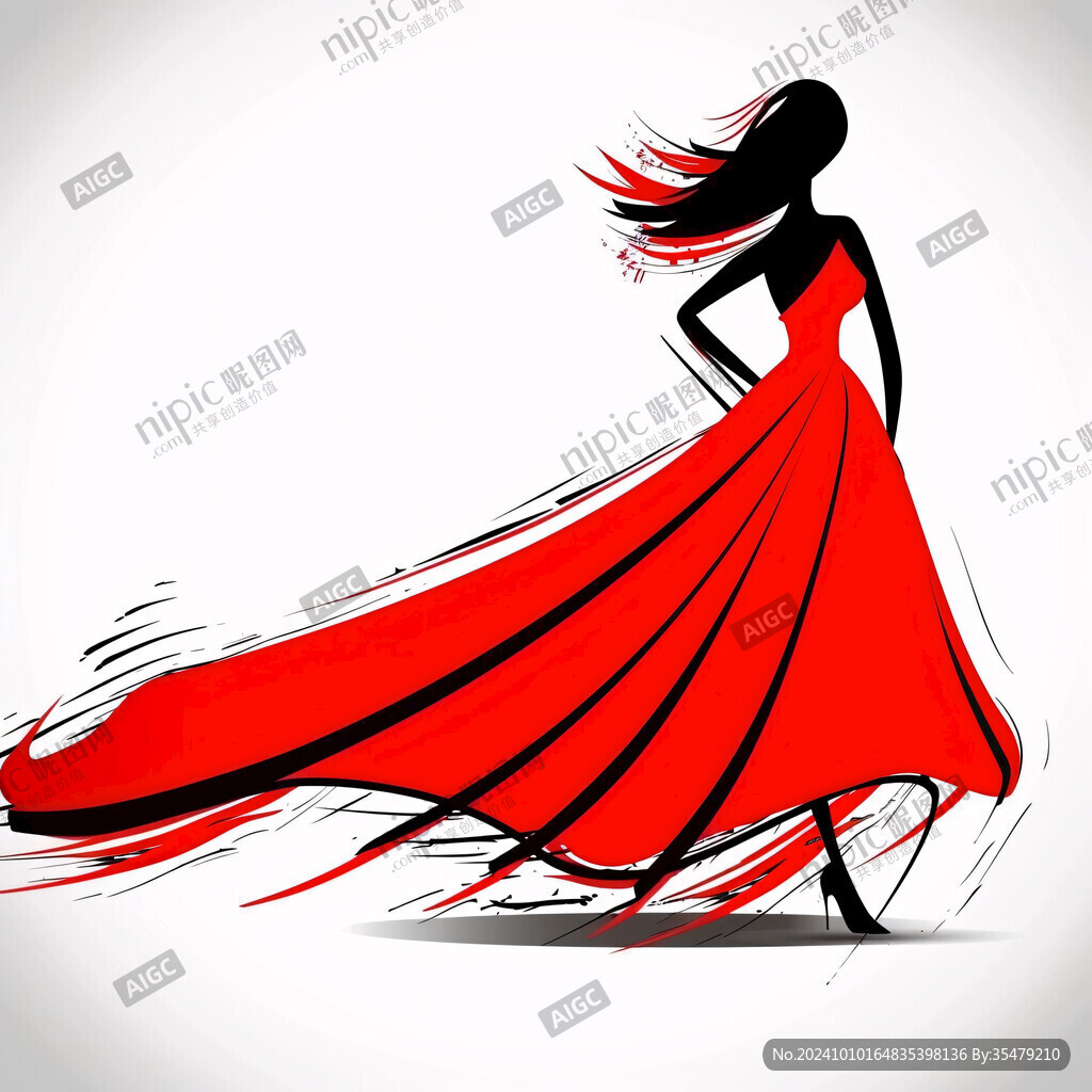 女人剪影红衣服女人