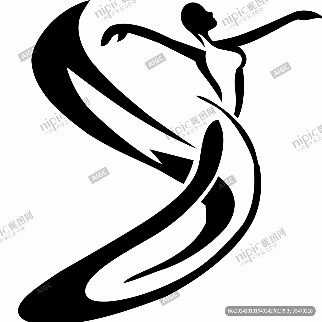 舞蹈人物插画艺字书法