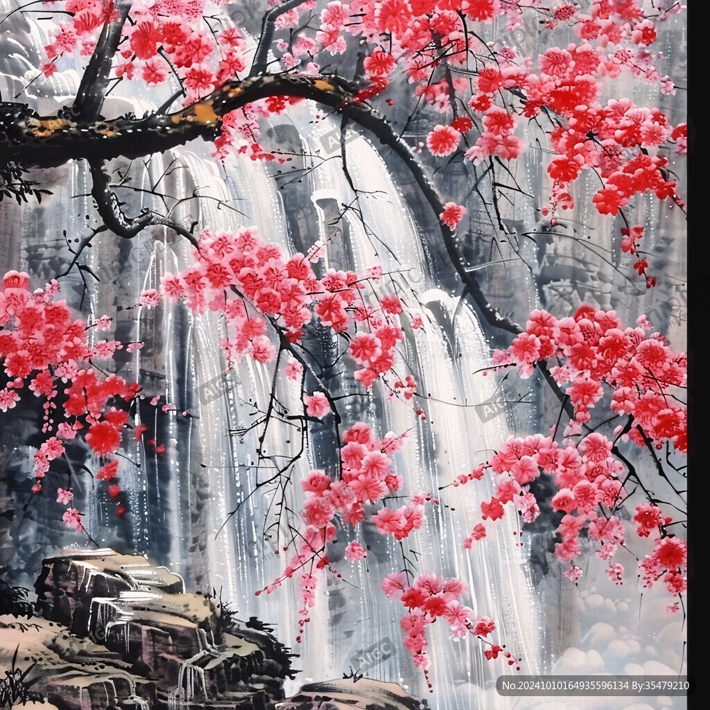 红梅无框画