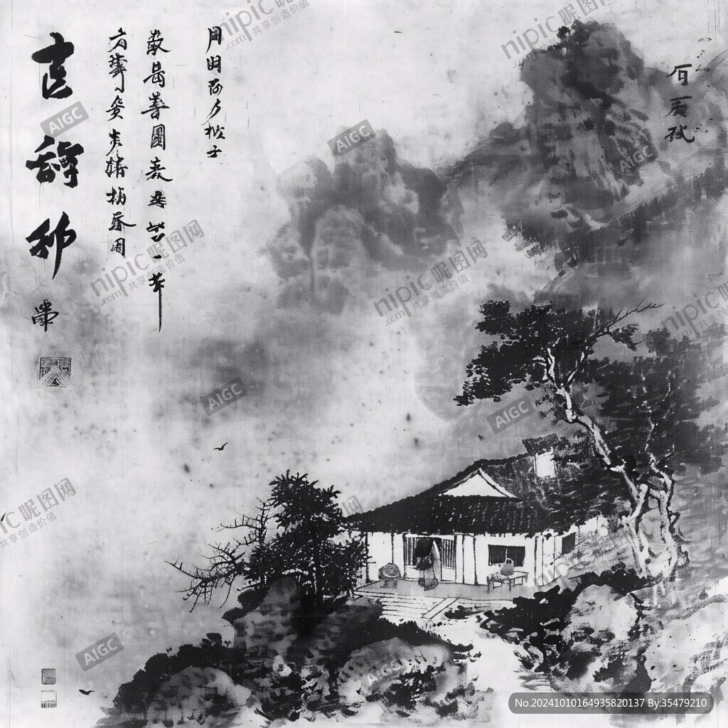 水墨气韵手绘扫描图片