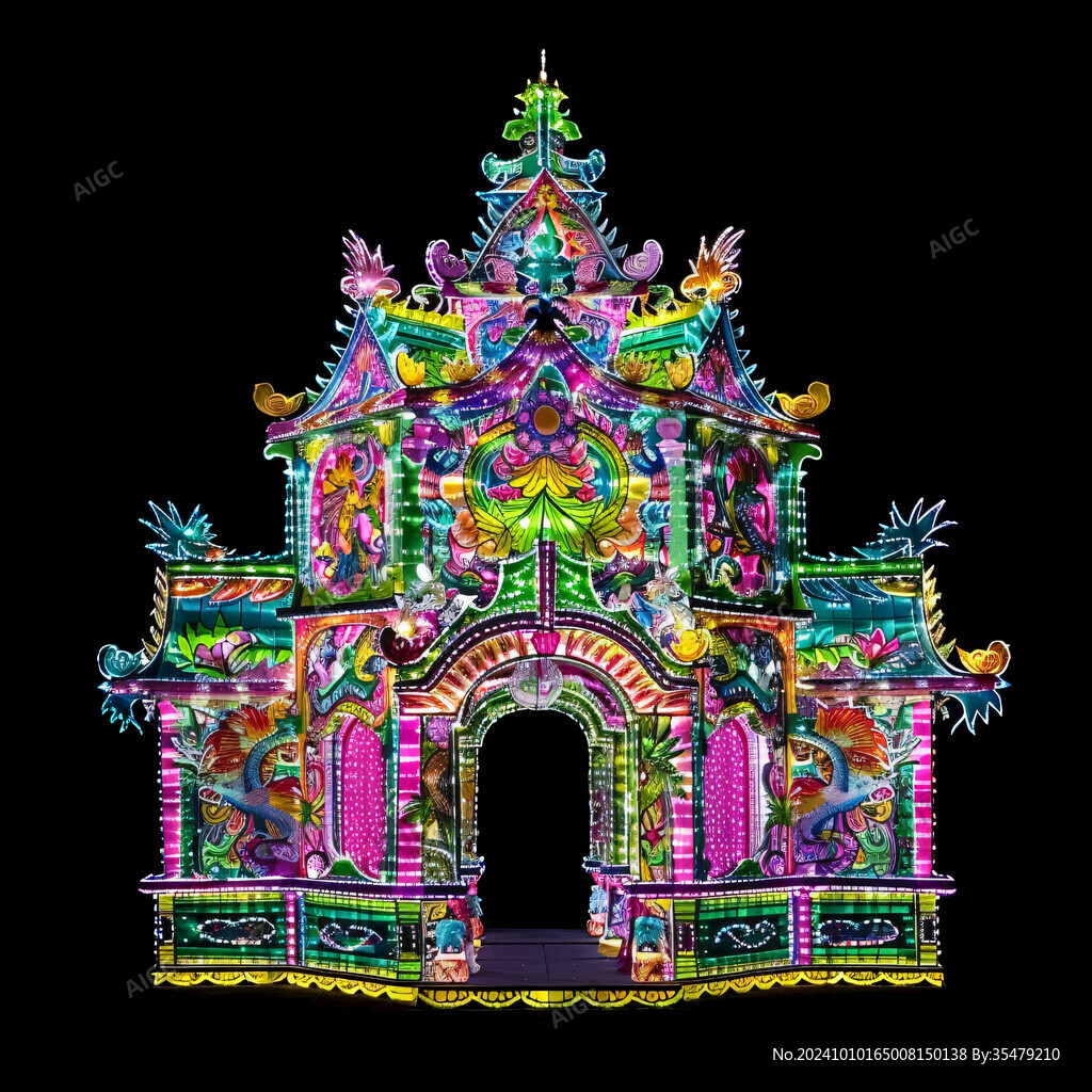 彩灯建筑大门