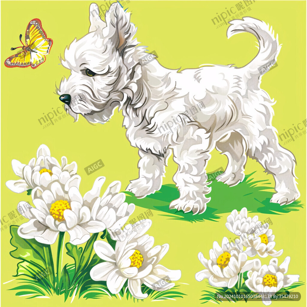 白色犬类插画