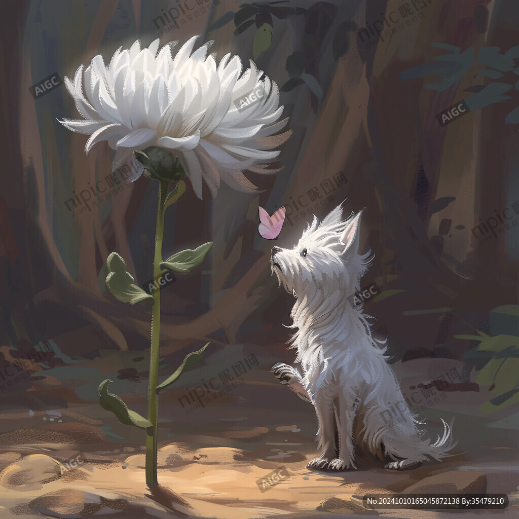 白色犬类插画