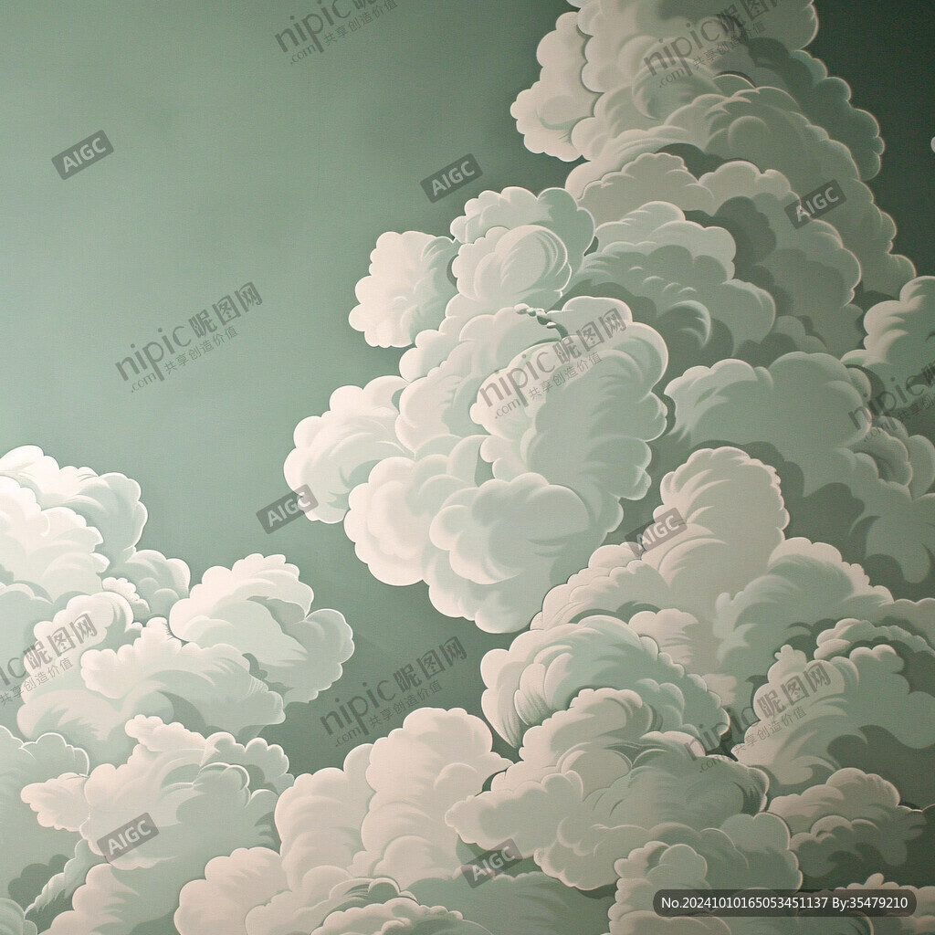 手绘云装饰画