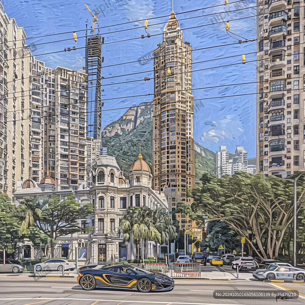 大三巴工笔画装饰画