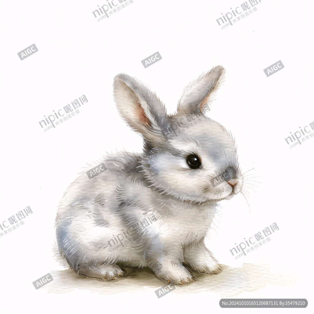 手绘兔子插画兔子