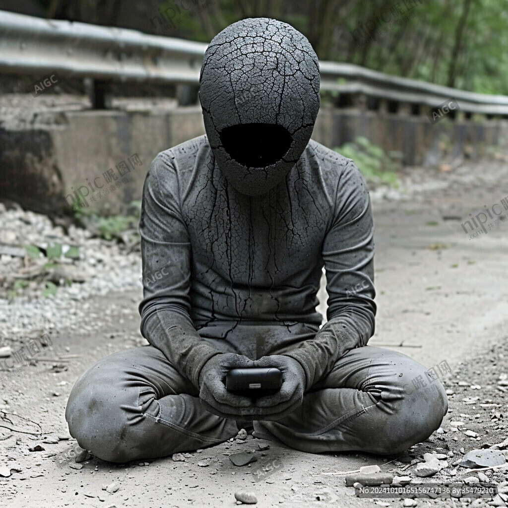 蹲坐人物素材
