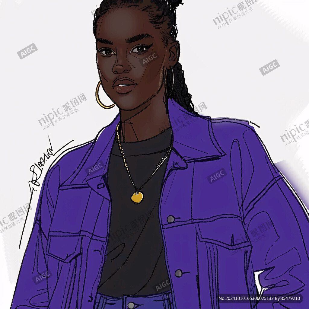 黑人女孩插画
