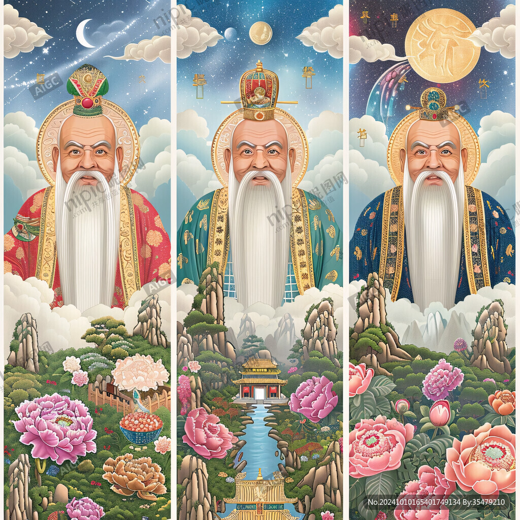 福禄寿国潮插画
