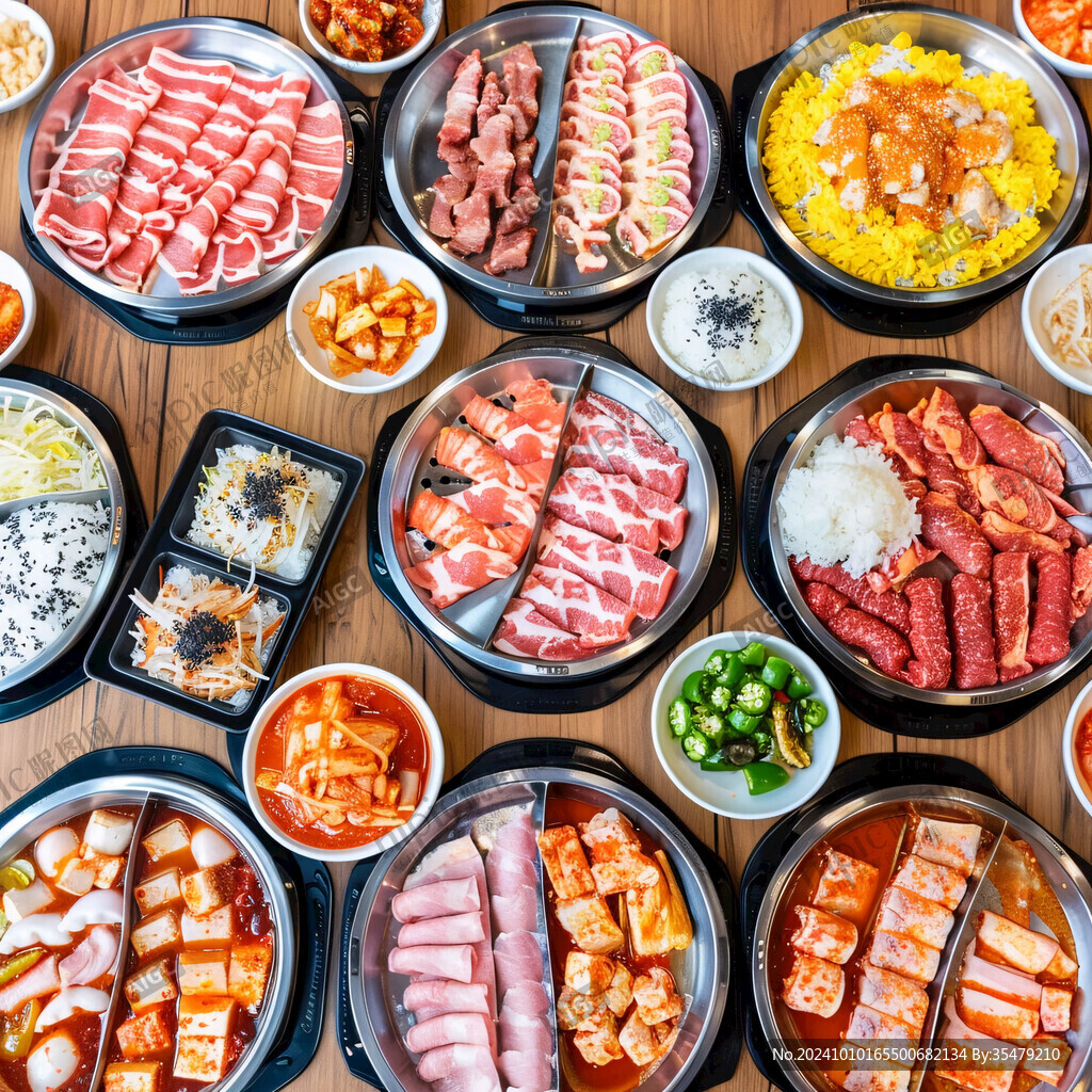 韩国烤肉店酱料拼盘