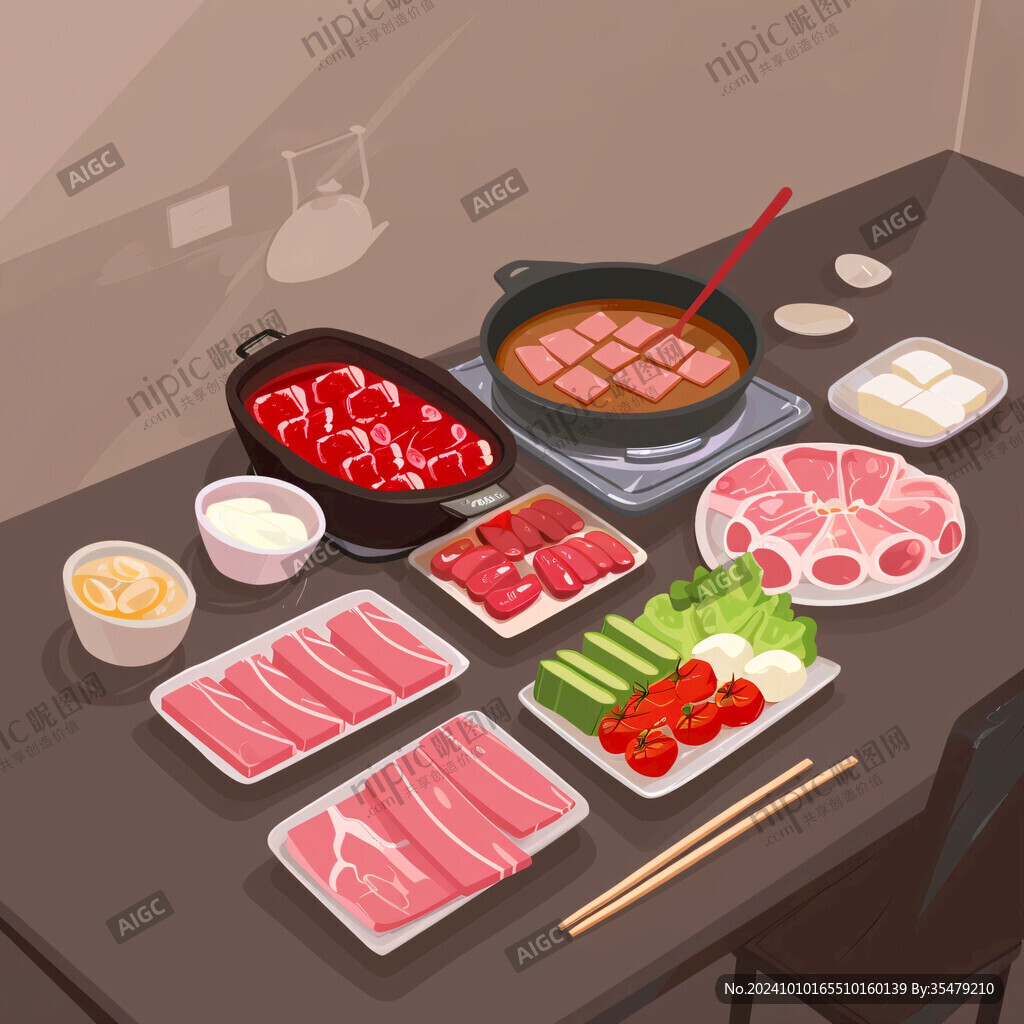 涮羊肉插画