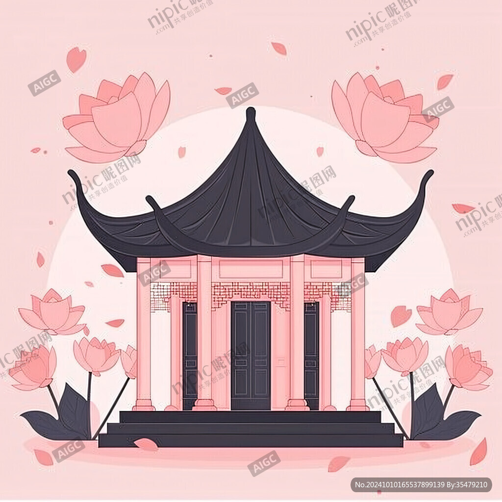 爱晚亭城市插画素材