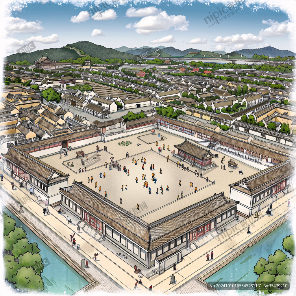 古代街景插画