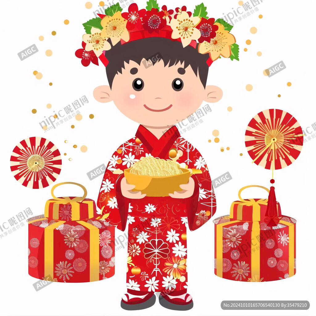 抱元宝的男孩