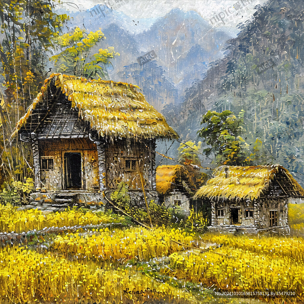 茅草屋插画