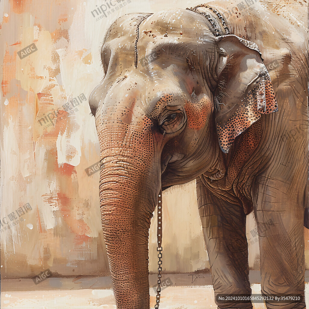 大象手绘装饰画