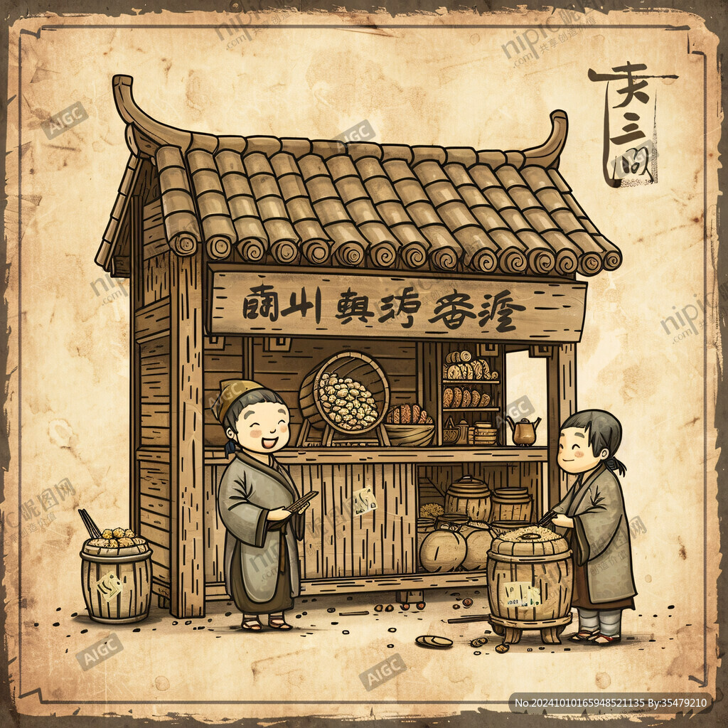 古代米店插画