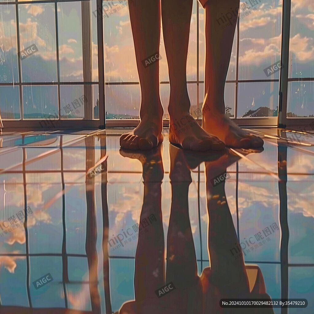 插画夕阳下