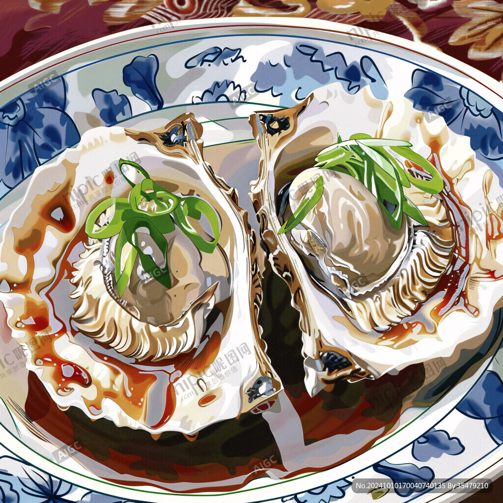 烤生蚝插画