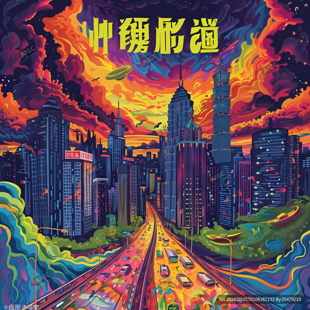 城市国潮插画