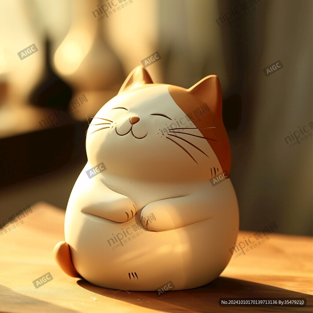带字陶瓷猫