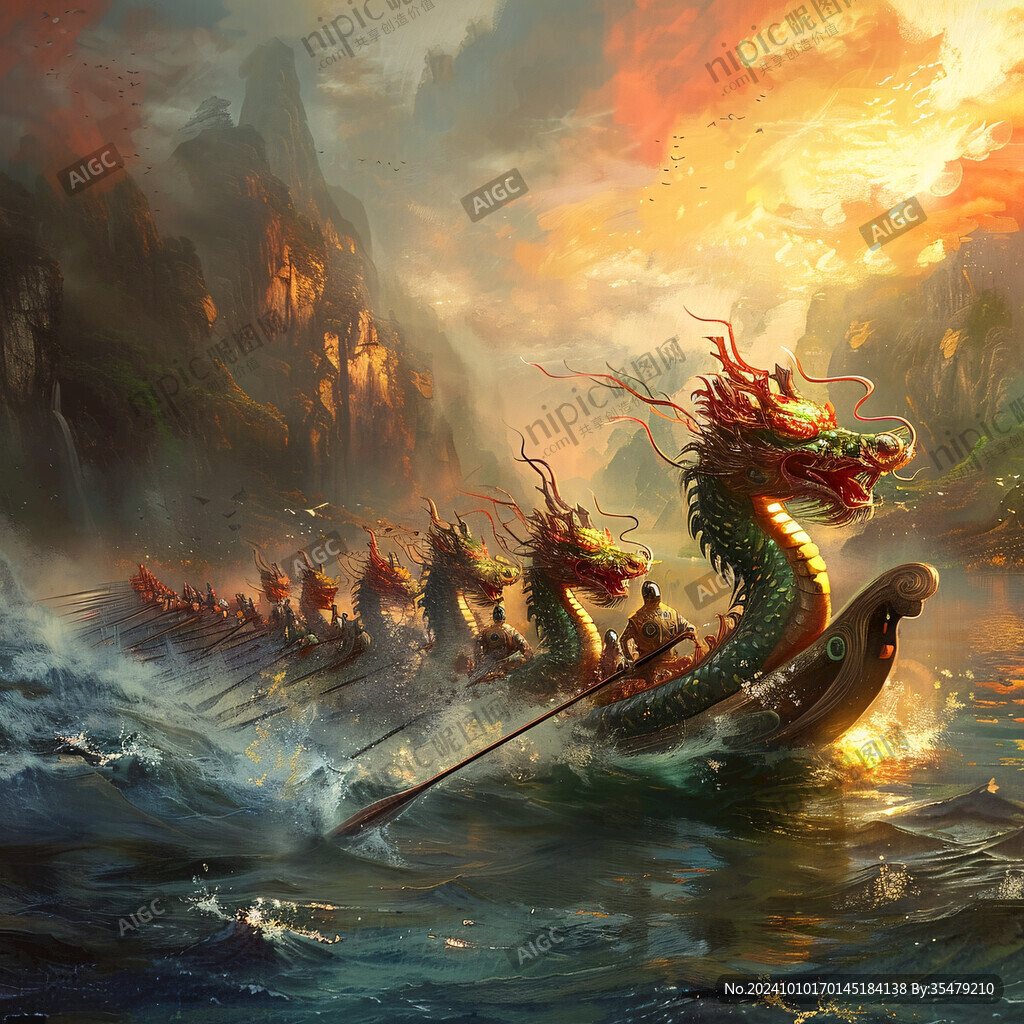 端午赛龙舟古风场景