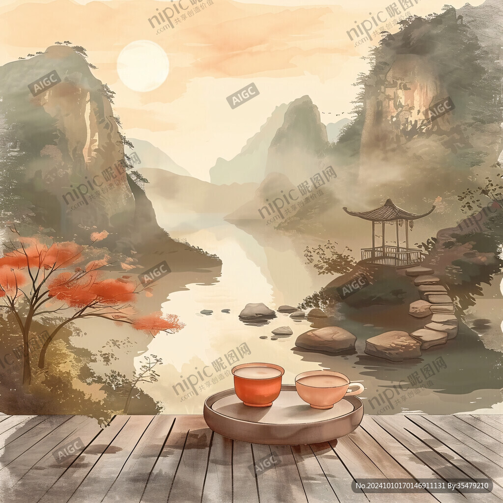 阁楼山水插画