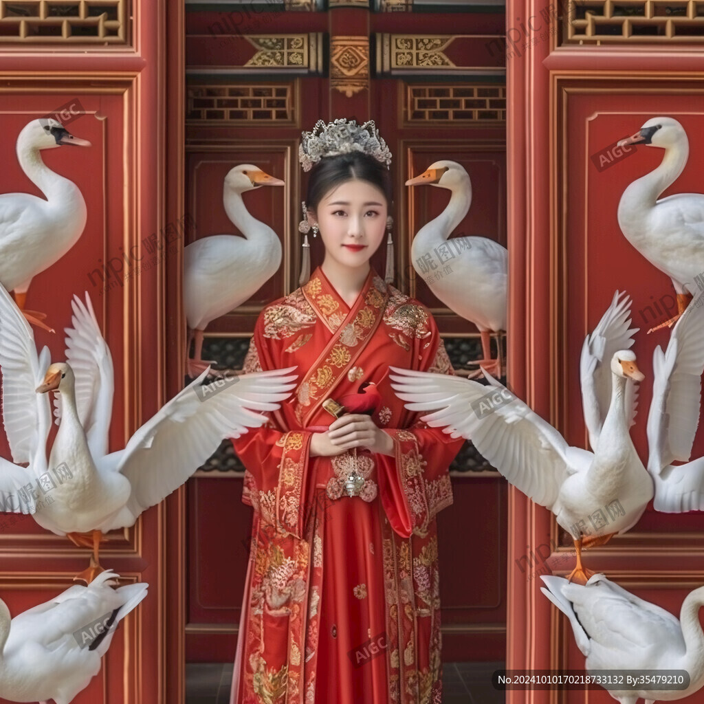 蜡像新娘凤冠霞帔