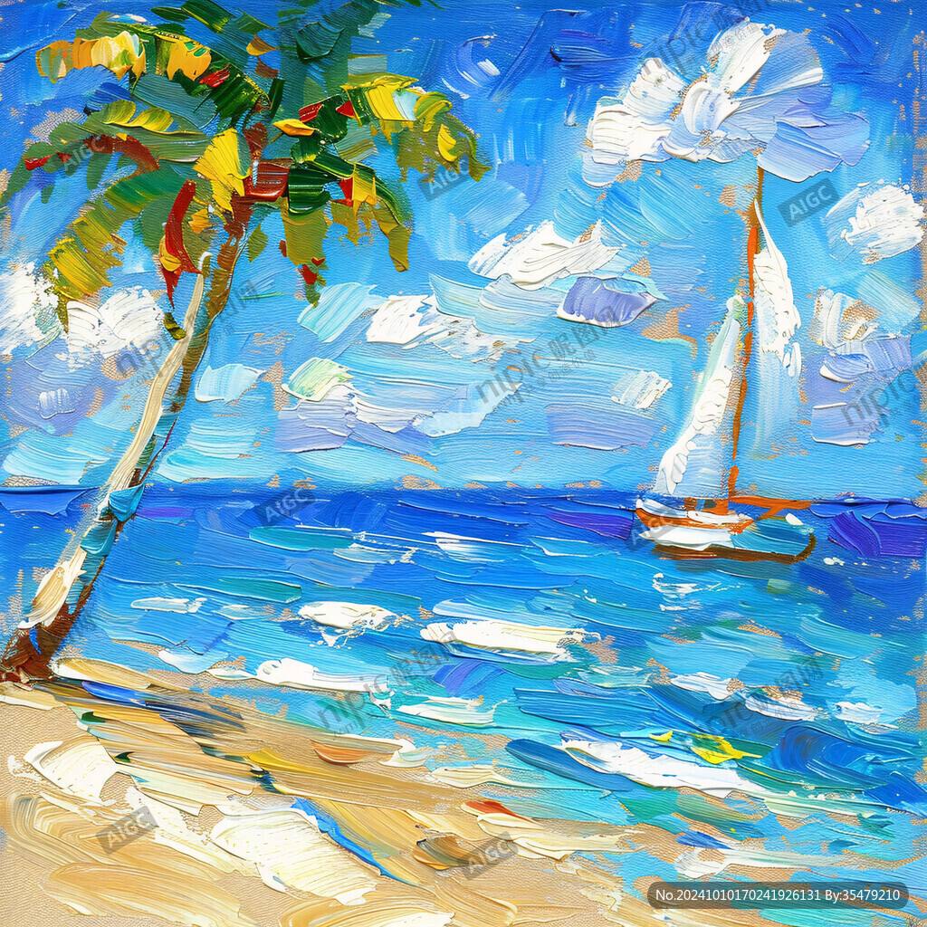 海滩风景画
